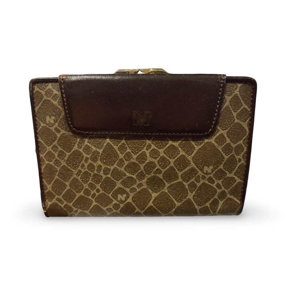 Nina Ricci Brown Leather Bifold Wallet with Kisslock